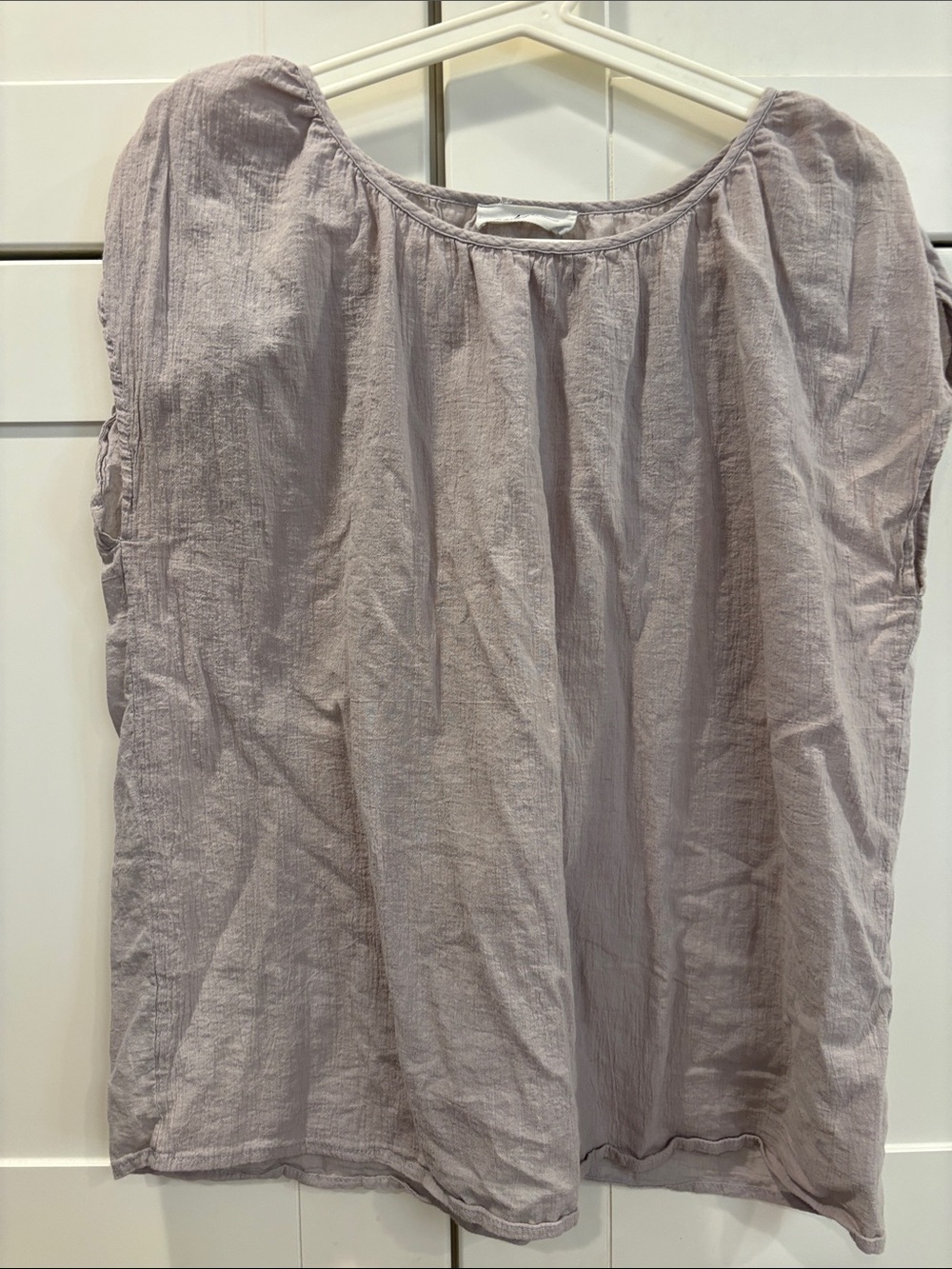 Light greyLinen-Blend Peasant Top